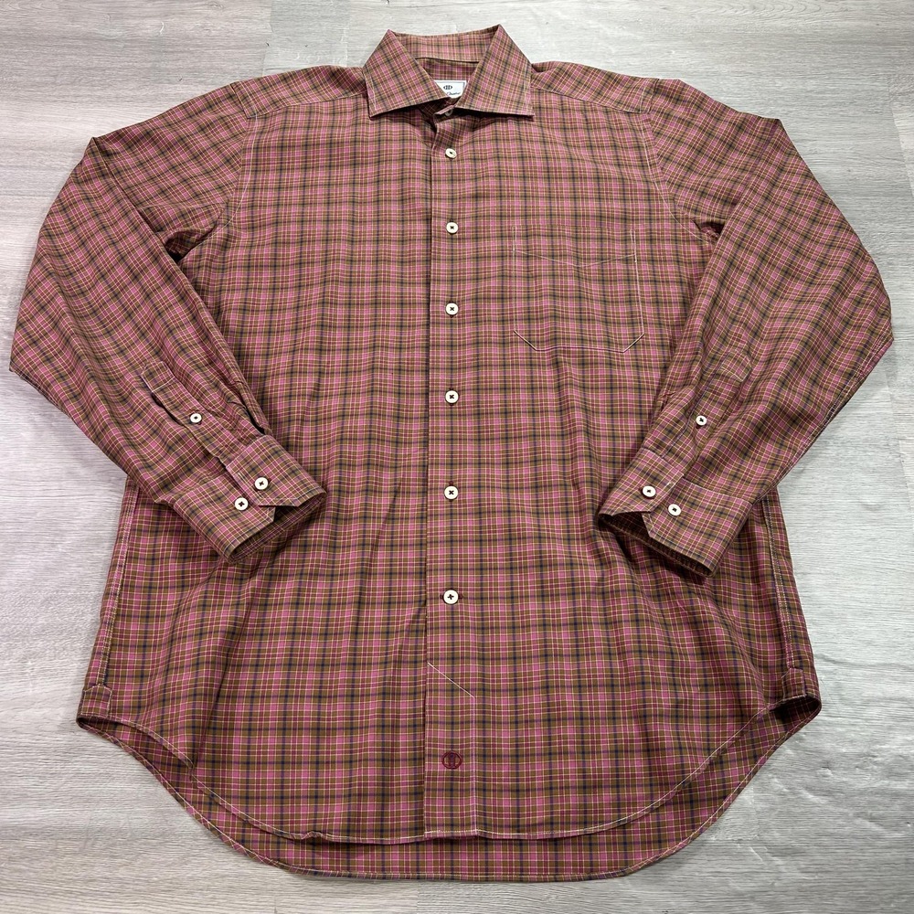 David Donahue Shirt Mens‎ Medium Multicolor Plaid Dress Long Sleeve Button Front